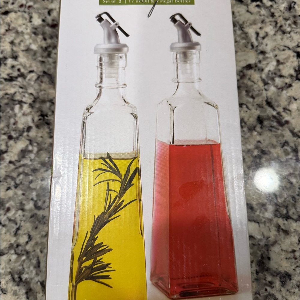 Set of 2 Oil & Vinegar Bottles with Pour Spouts